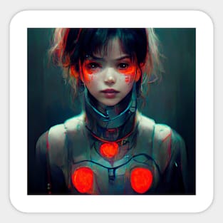 Japanese girl dressed in space armor Sticker